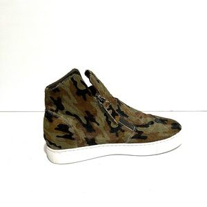 Anthropologie x All Black Brand Camoflage Green High Top Calf Hair Sneakers Sz 7
